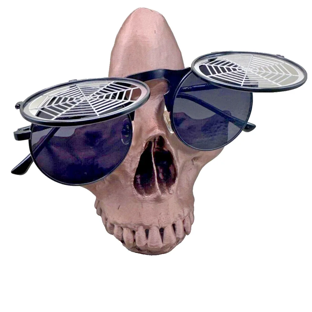 Music Festival Fashion Sunglasses Round Lenses Steampunk Flip-Up Unisex - Web